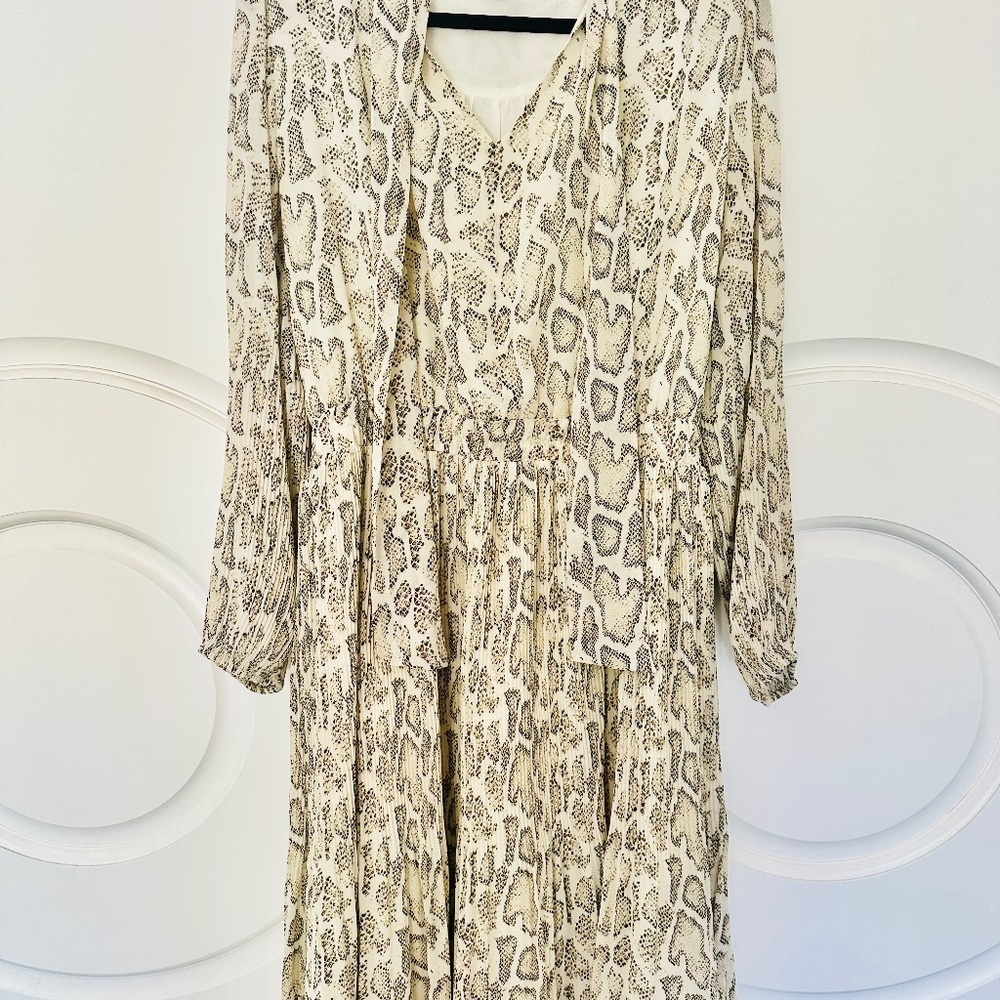 Current Air for Anthropologie snake print dress with pussy bow size L